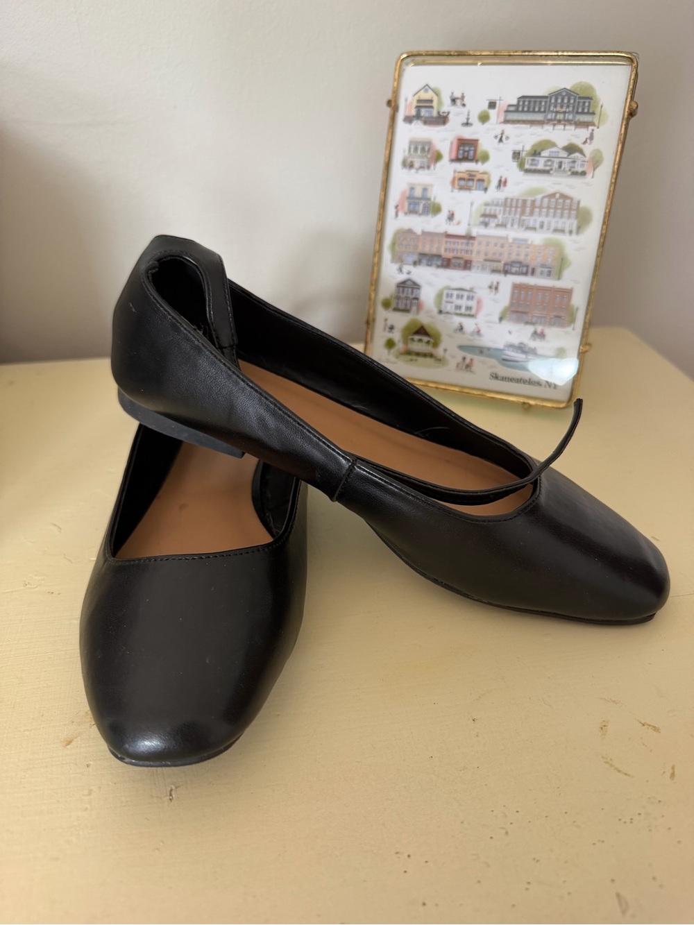 BAMBOO Black Women's Ballet Flats with Rounded Toe